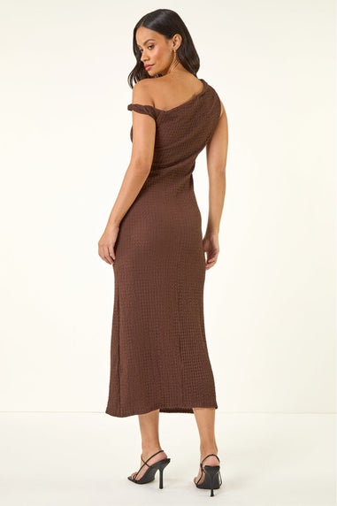 Dusk Chocolate Asymmetric Maxi Stretch Dress