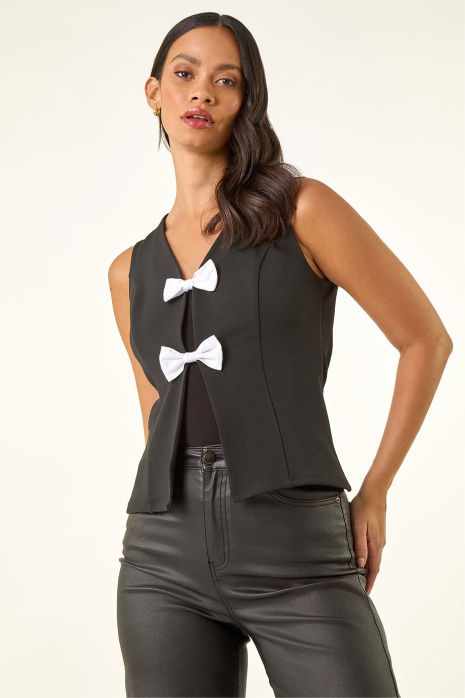 Dusk Black Bow Detail Waistcoat