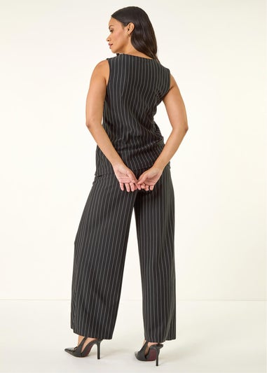 Dusk Black Pinstripe Stretch Waist Coat