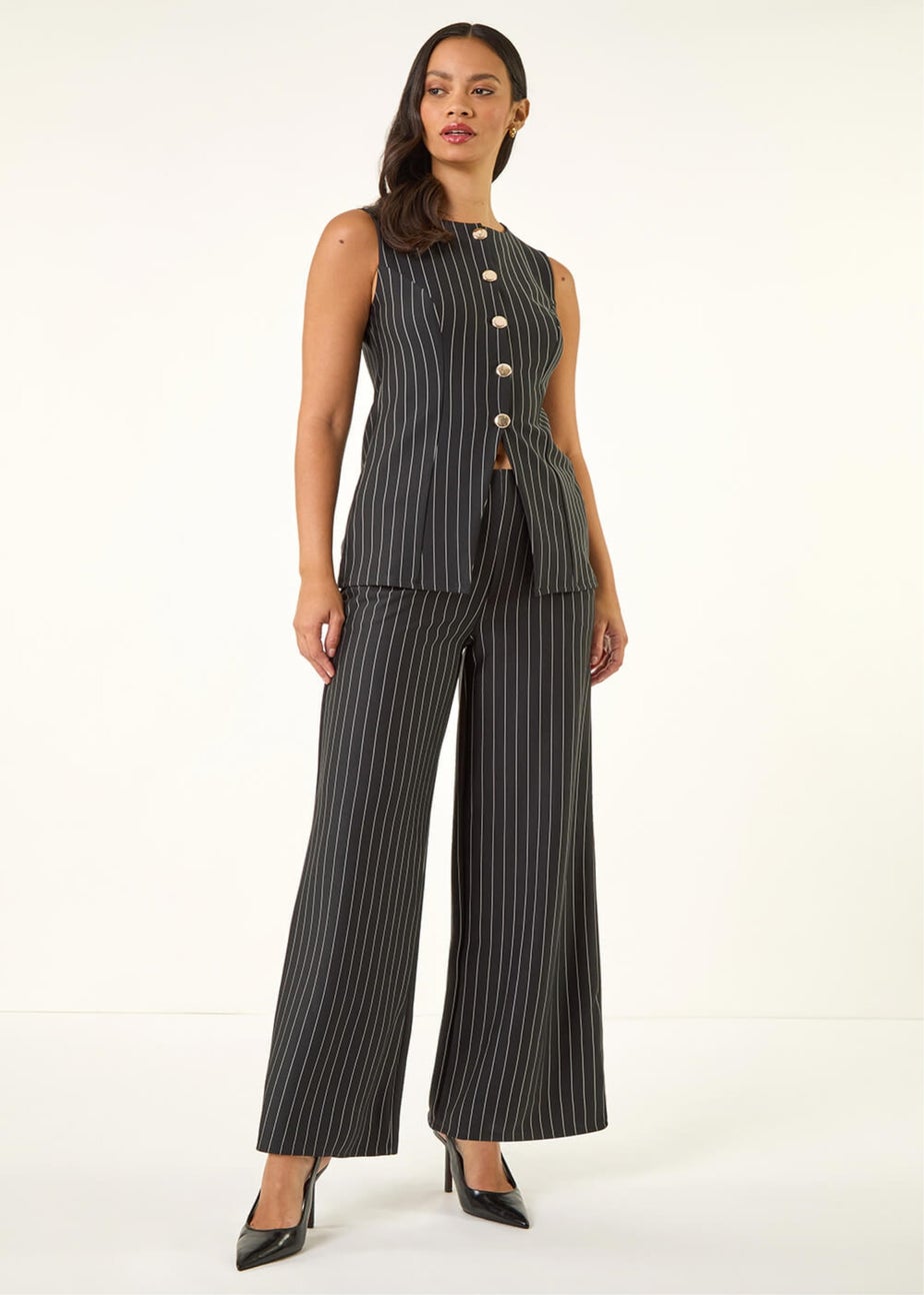 Dusk Black Pinstripe Stretch Waist Coat