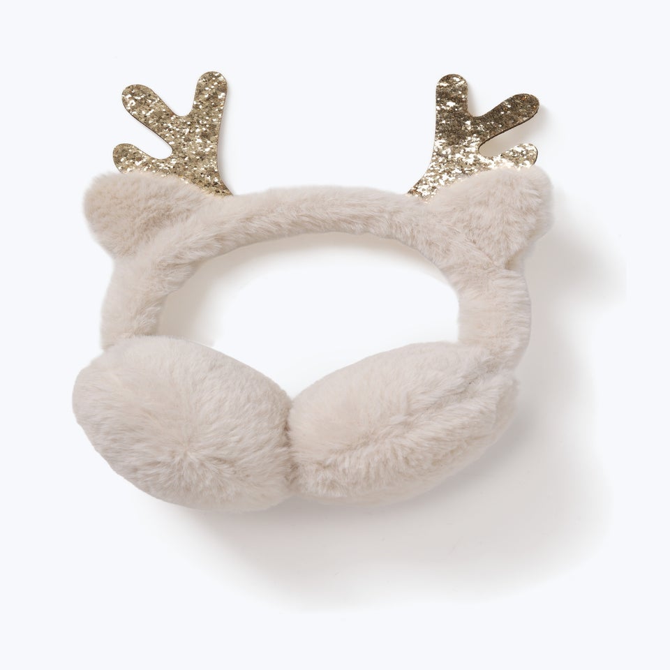 Muse Christmas Fur Glitter Antler Earmuffs