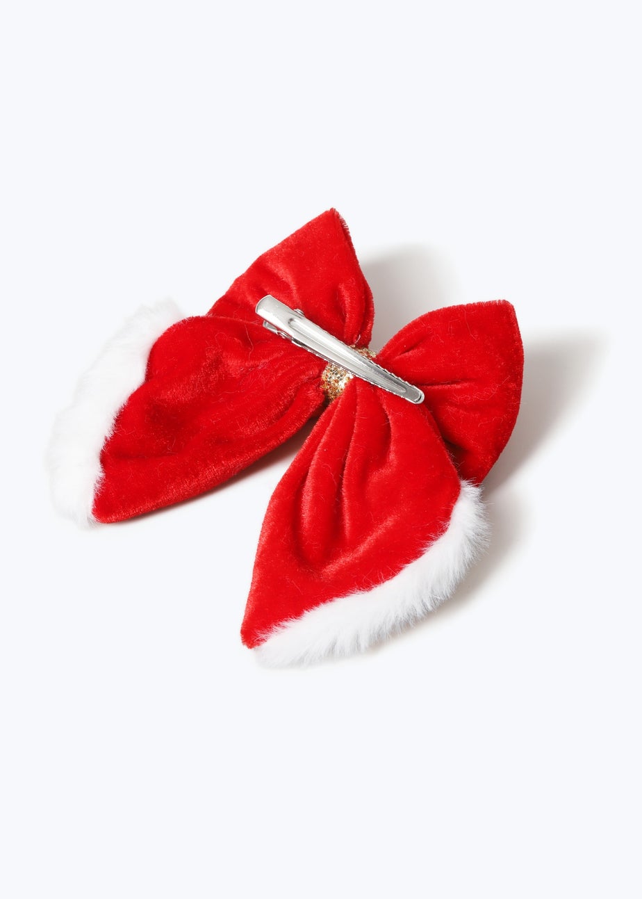 Muse Red Fluffy Trim Hair Bow