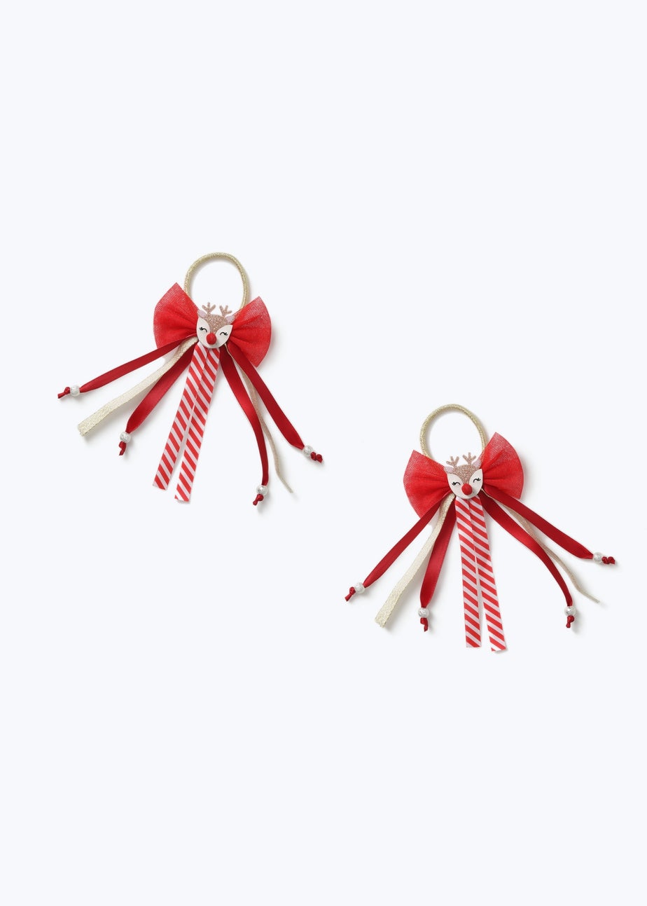 Muse Red Christmas Reindeer Hair Bobbles