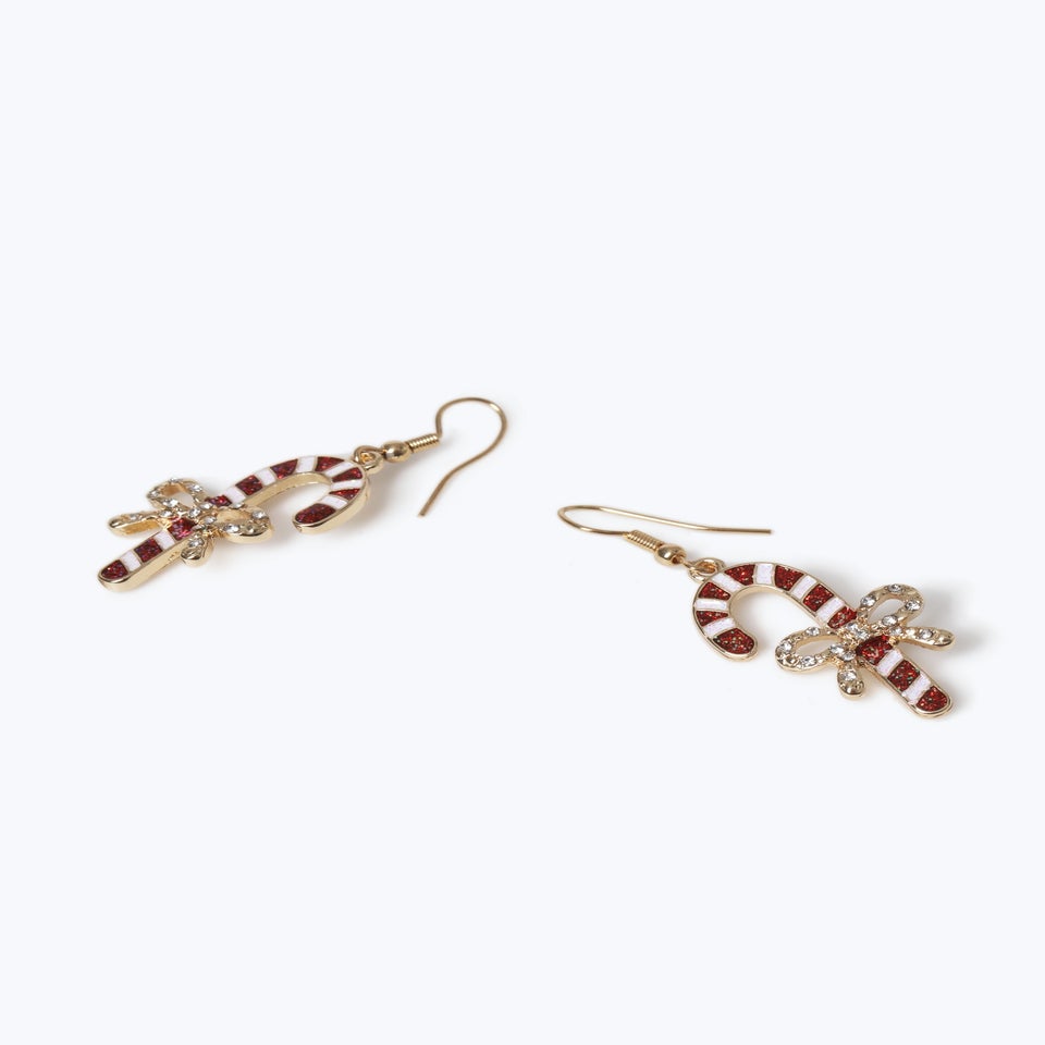 Muse Gold Christmas Candy Cane Drop Earrings