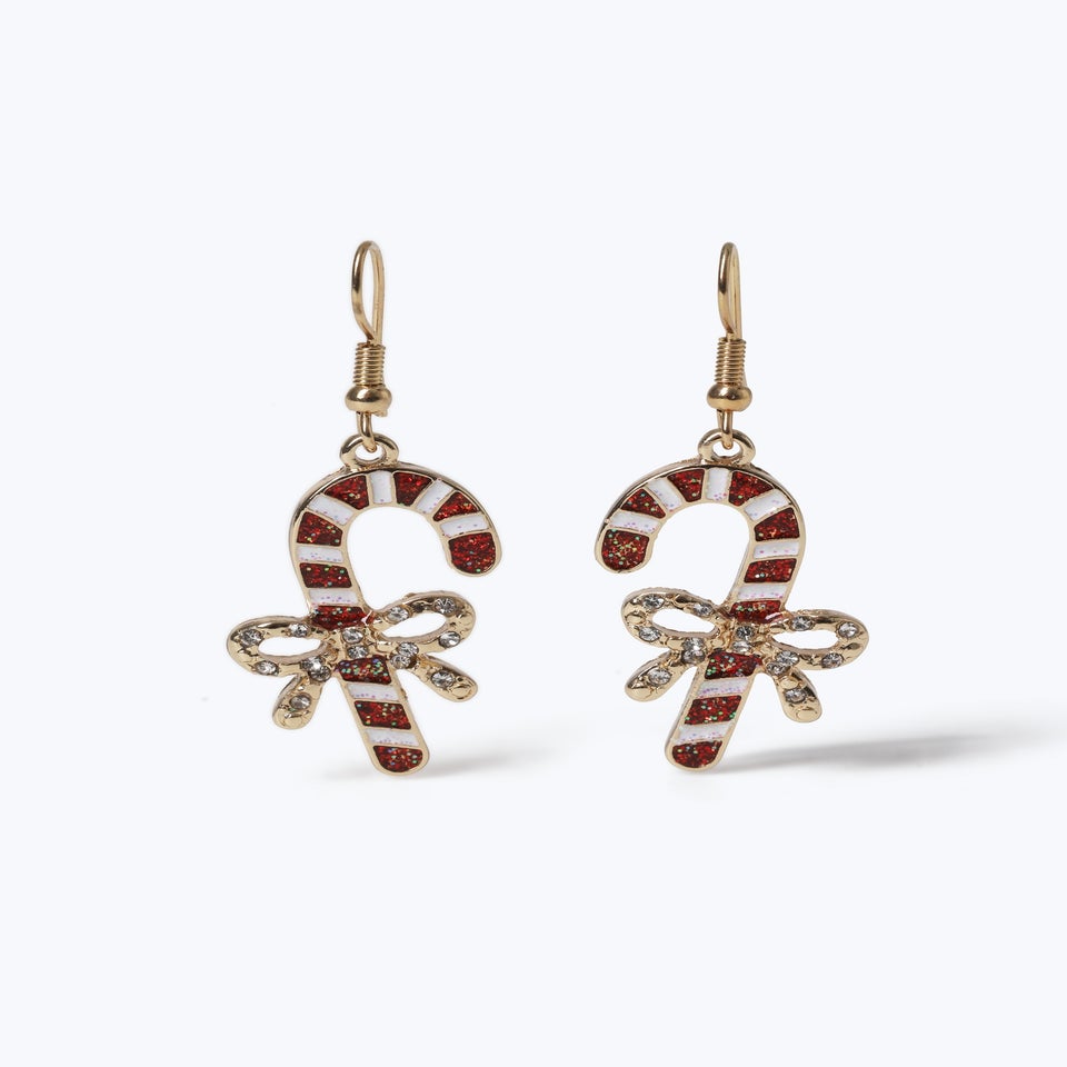 Muse Gold Christmas Candy Cane Drop Earrings