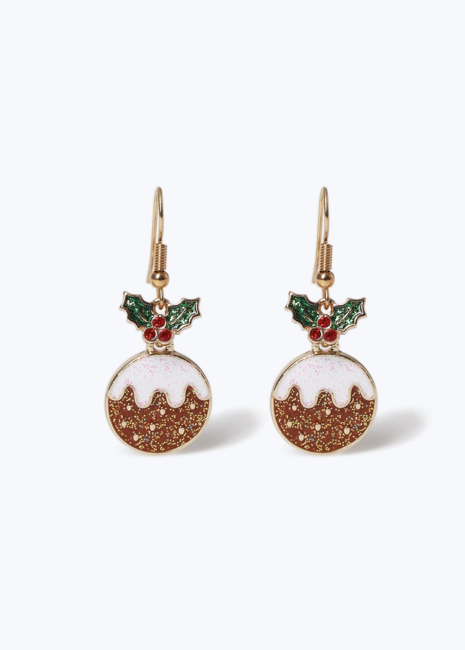 Muse Brown Christmas Pudding Drop Earrings