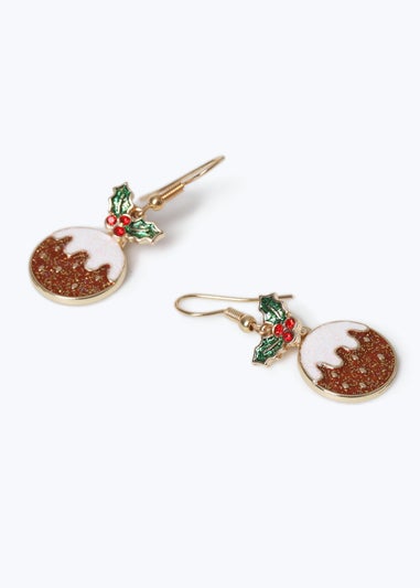 Muse Brown Christmas Pudding Drop Earrings