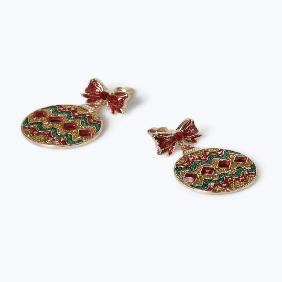 Muse Gold Christmas Bauble Drop Earrings