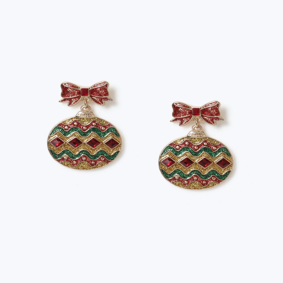 Muse Gold Christmas Bauble Drop Earrings