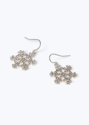 Muse Silver Christmas Snowflake Drop Earrings