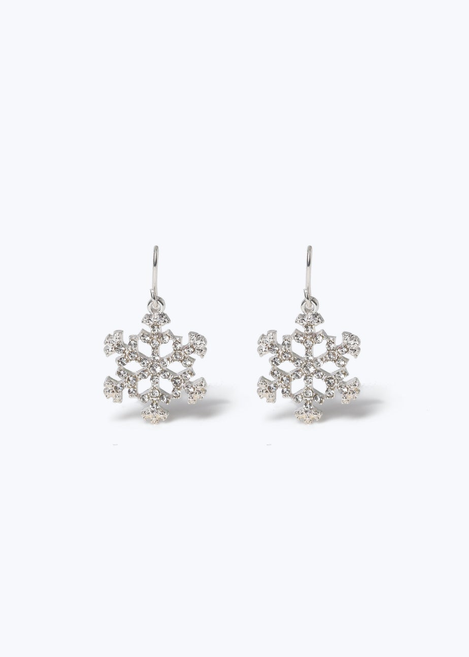 Muse Silver Christmas Snowflake Drop Earrings