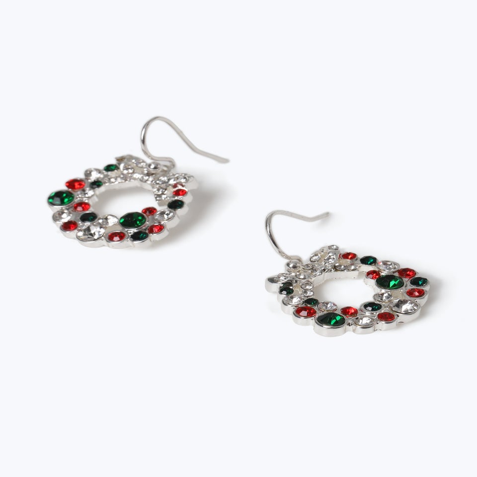 Muse Silver Christmas Wreath Drop Earring