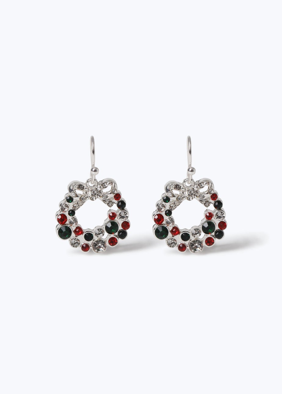 Muse Silver Christmas Wreath Drop Earring