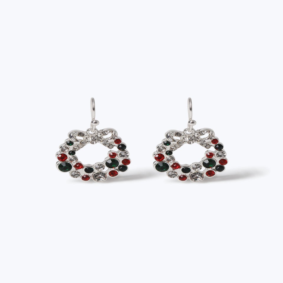 Muse Silver Christmas Wreath Drop Earring