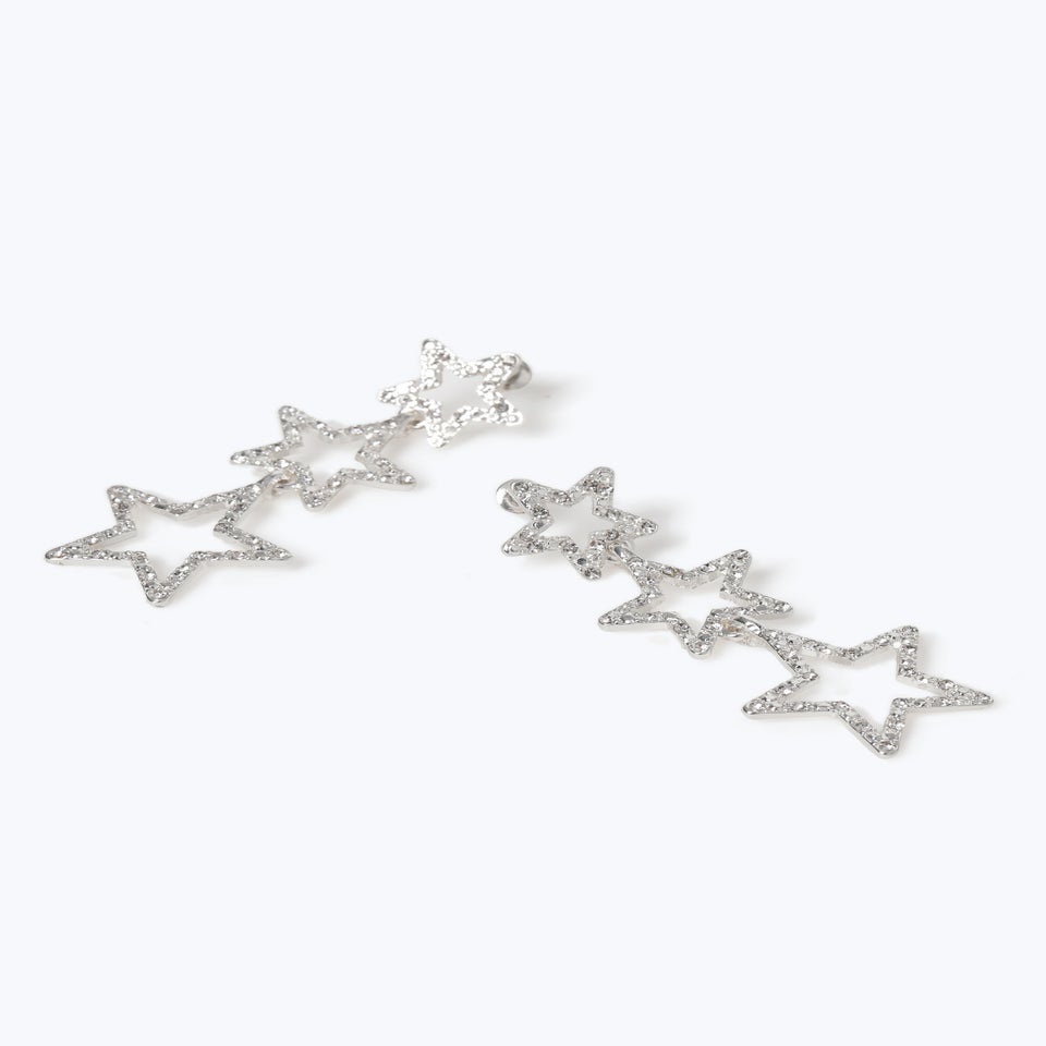Muse Silver Christmas Silver Star 3 Drop Earring