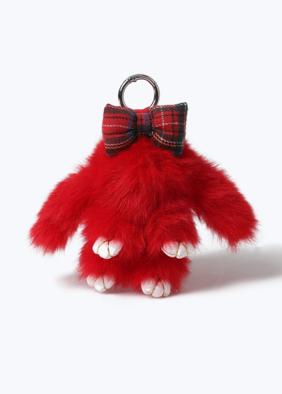 Muse Red Christmas Tartan Bow Bunny Keyring