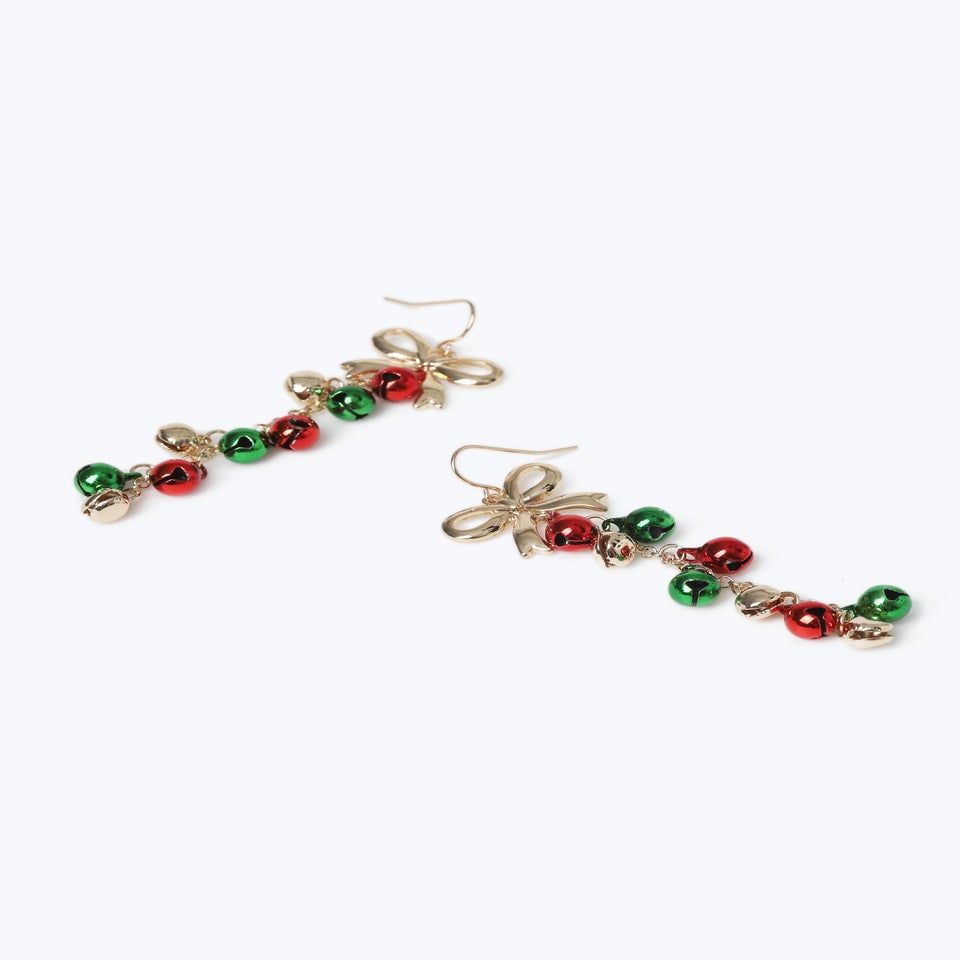 Muse Multi Coloured Christmas Bell Drop Earrings