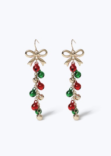 Muse Multi Coloured Christmas Bell Drop Earrings