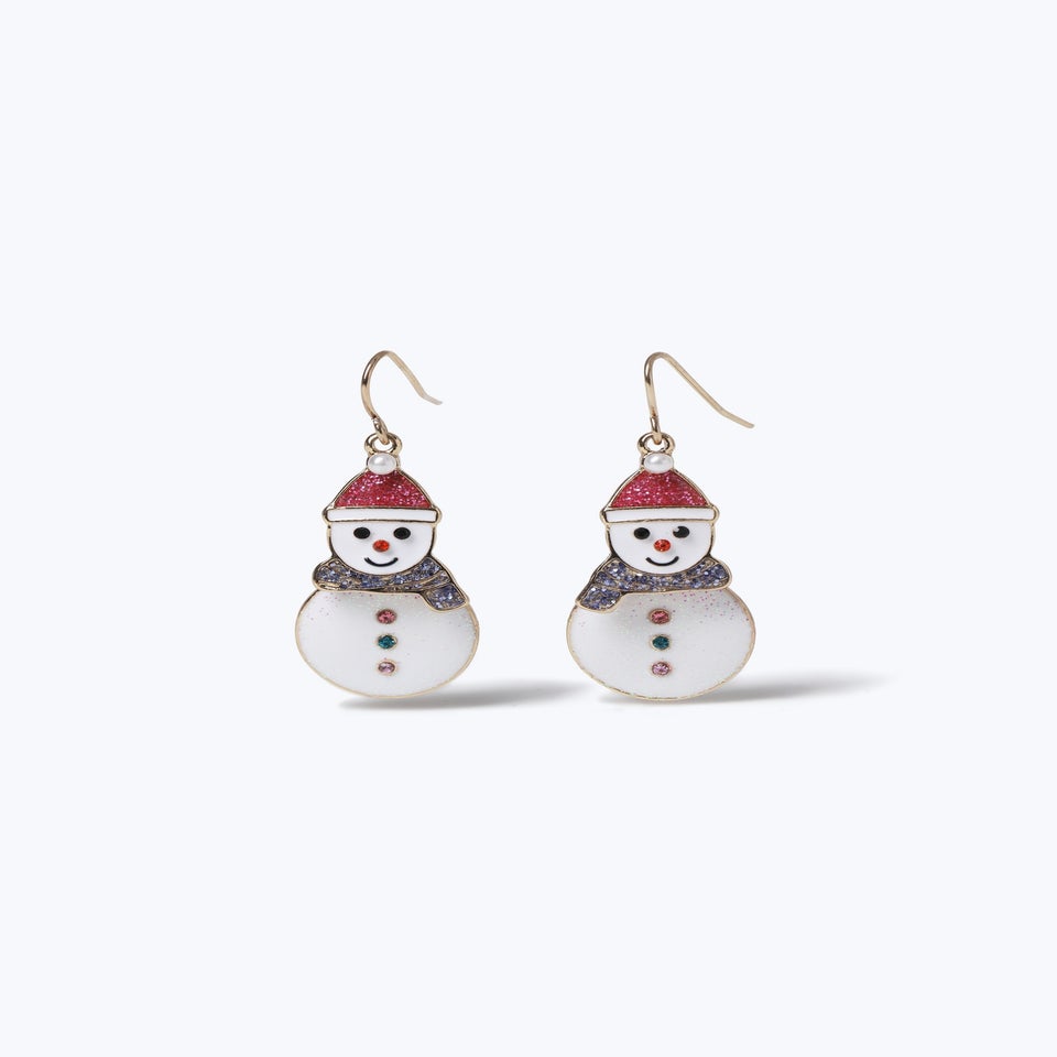 Muse White Christmas Snowman Drop Earrings
