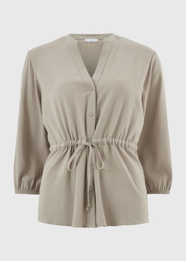 Taupe Waist Tie Shirt