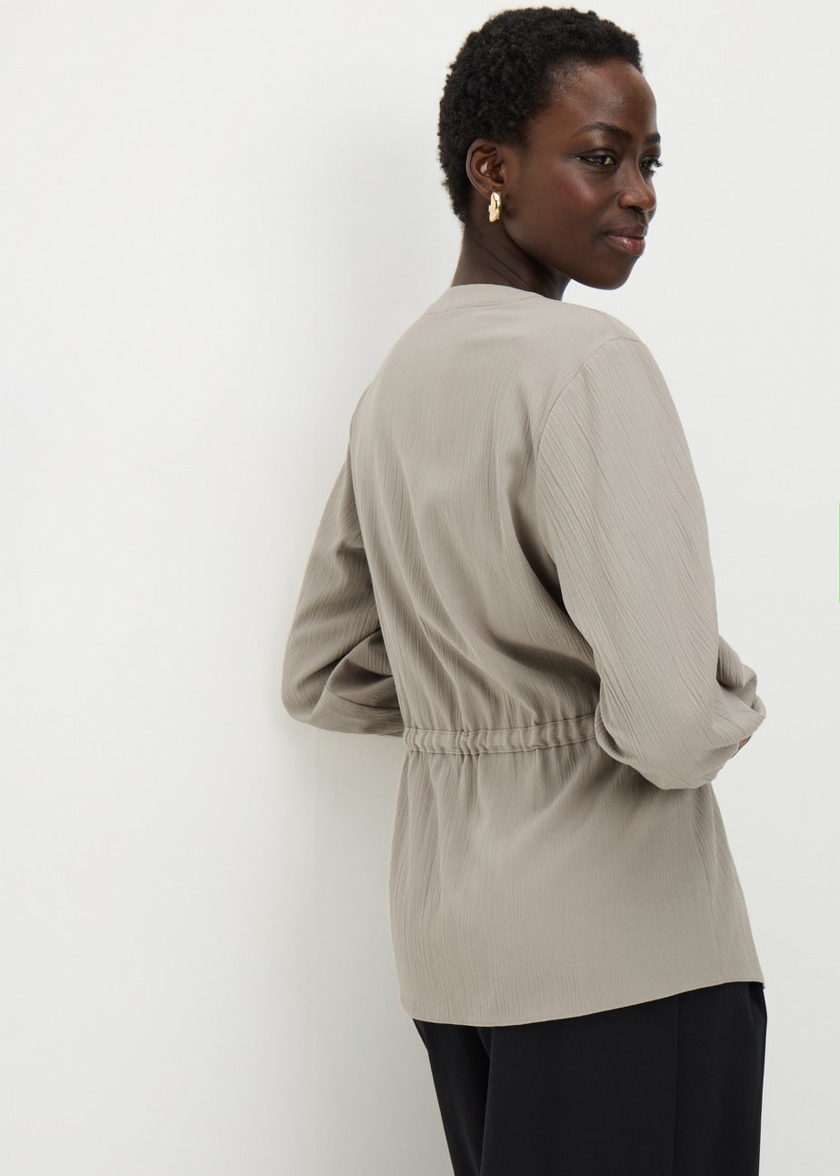 Taupe Waist Tie Shirt