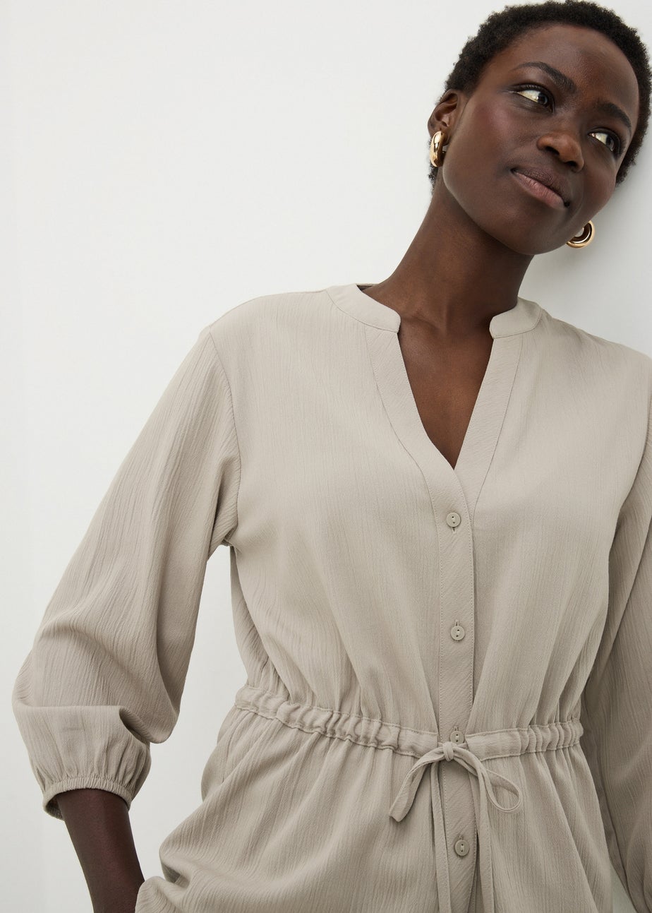 Taupe Waist Tie Shirt