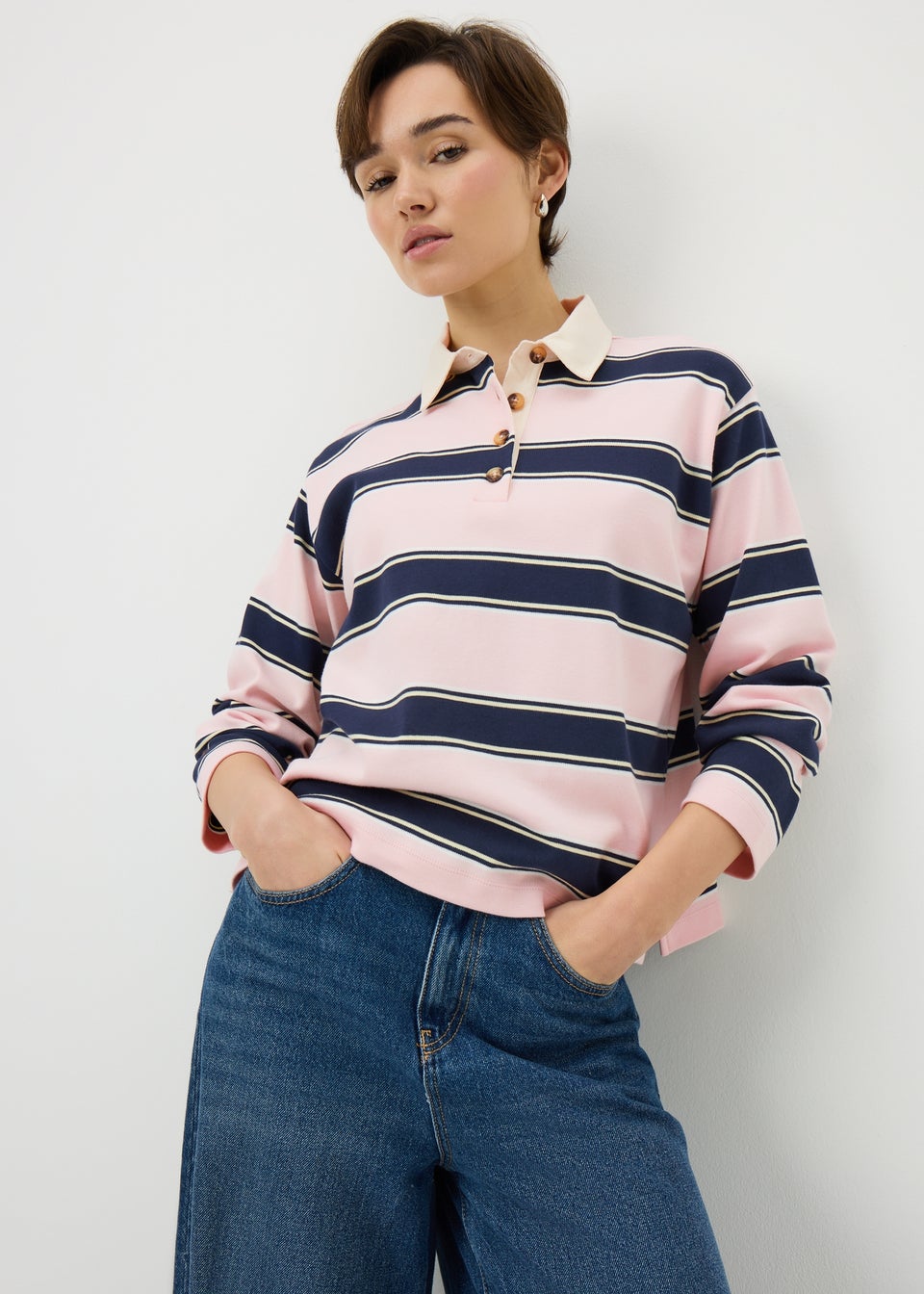 Pink Stripe Rugby Top