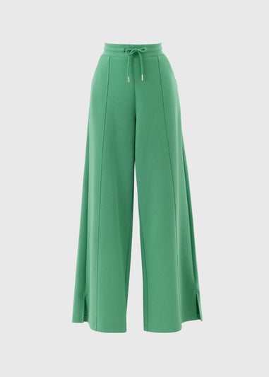 Green Interlock Wide Leg Co Ord Trousers