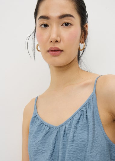 Blue Ruched Cami Top