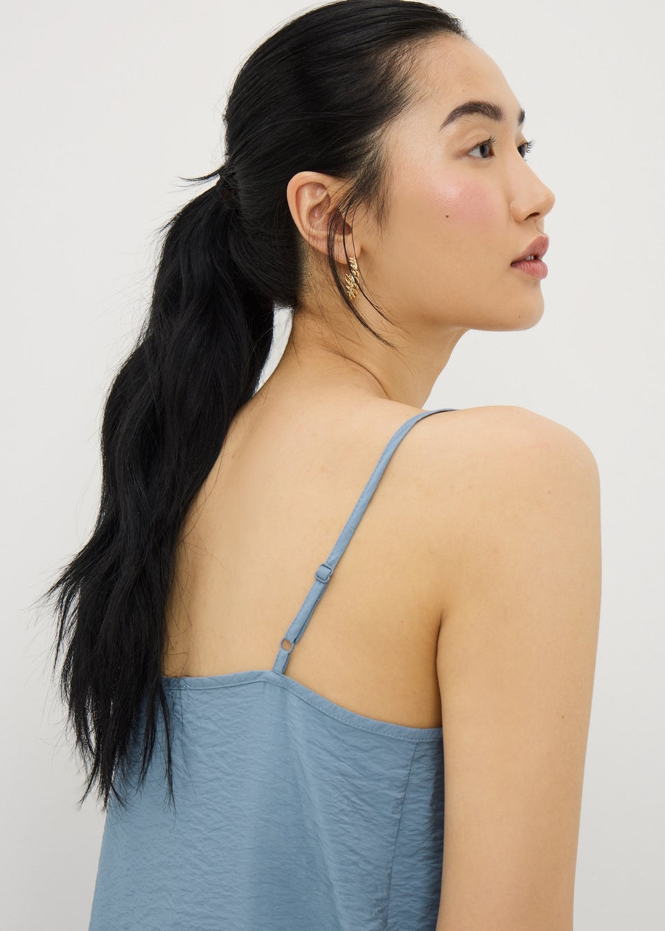 Blue Ruched Cami Top