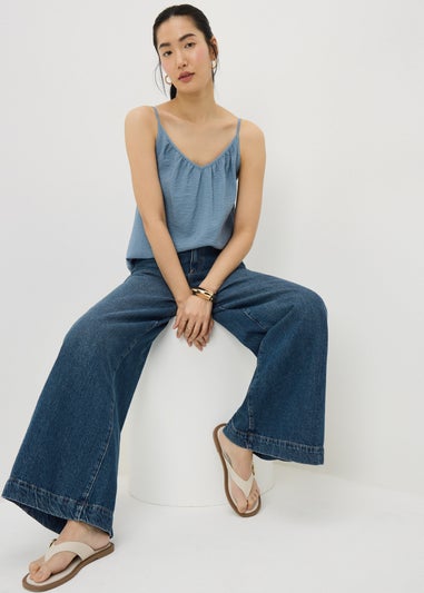 Blue Ruched Cami Top