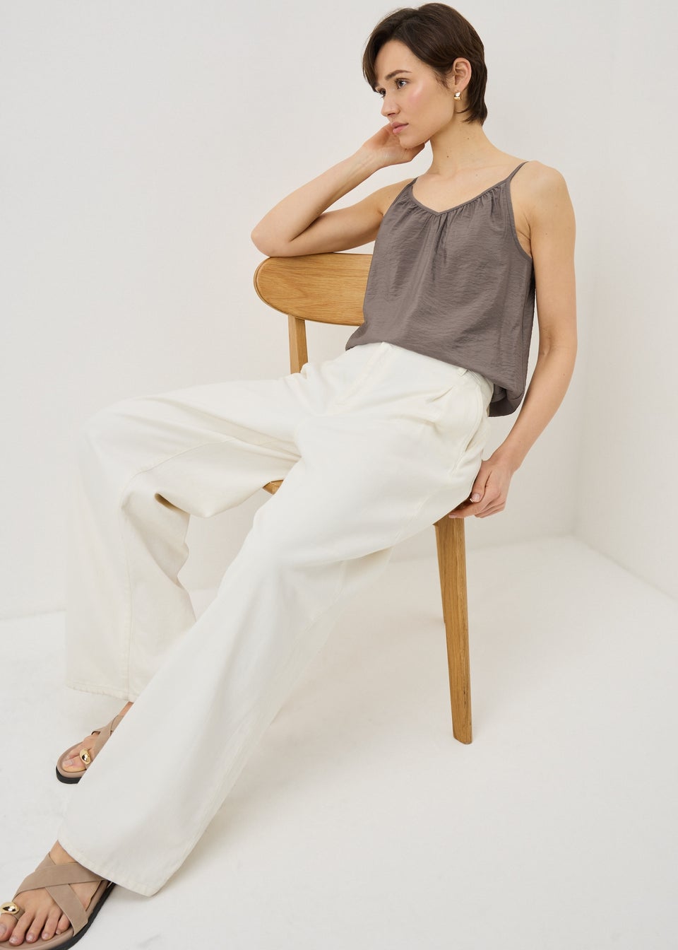 Mocha Ruched Cami Top