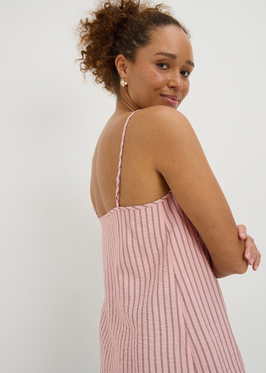 Pink Stripe Ruched Cami Top