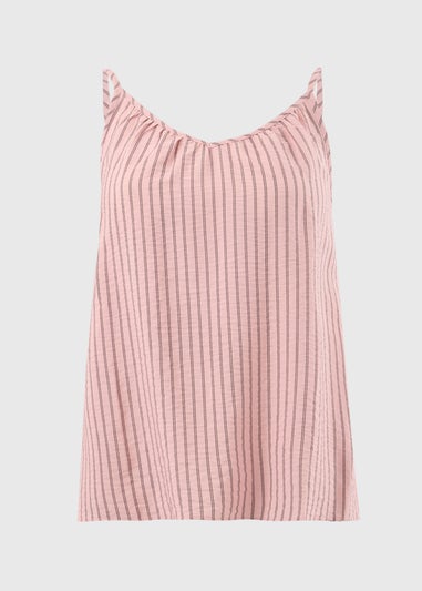 Pink Stripe Ruched Cami Top