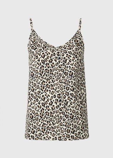 Brown Leopard Print Ruched Cami Top