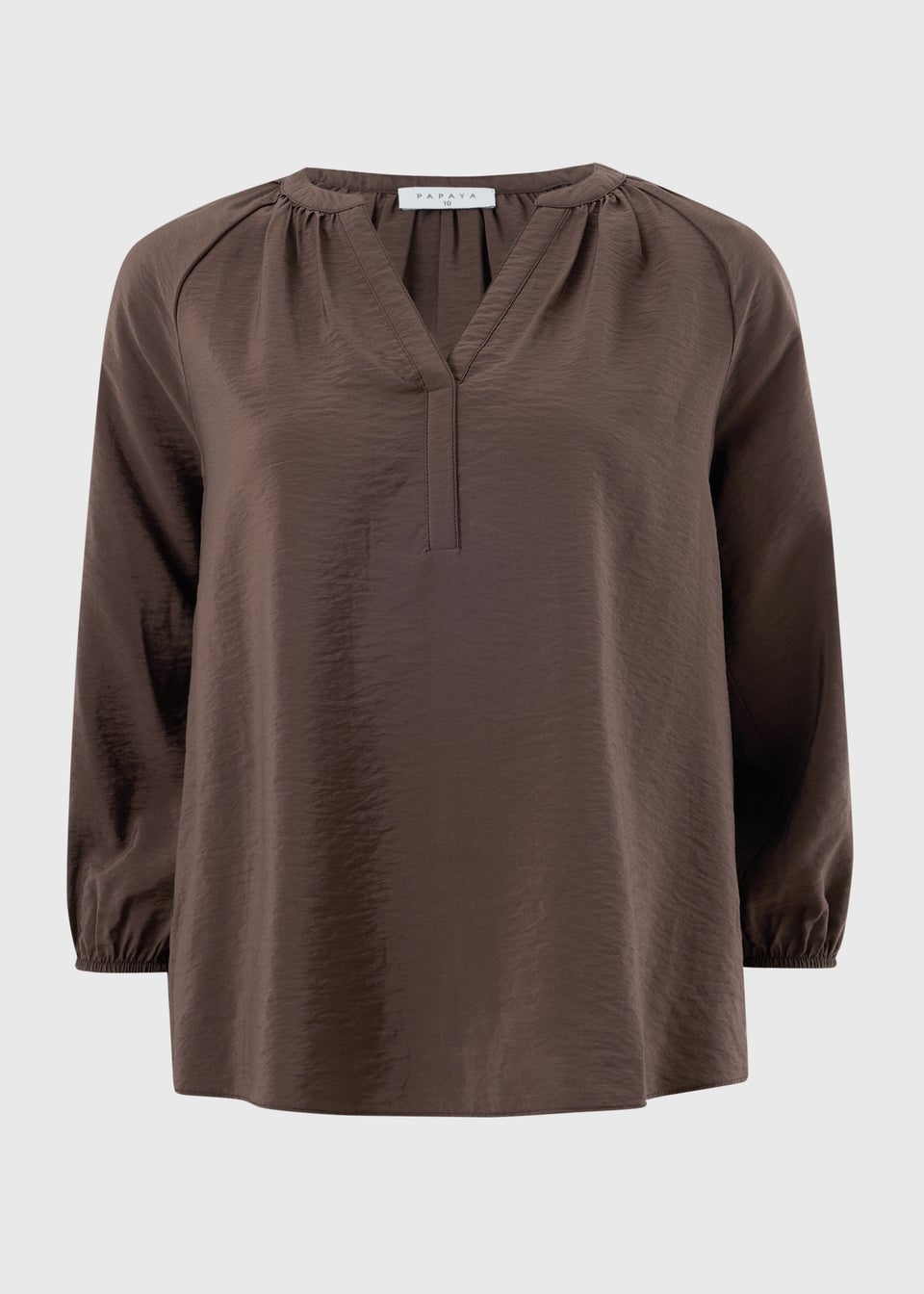 Chocolate Brown 3/4 Sleeve Popover Blouse