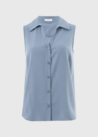 Blue Sleeveless Clipper Shirt