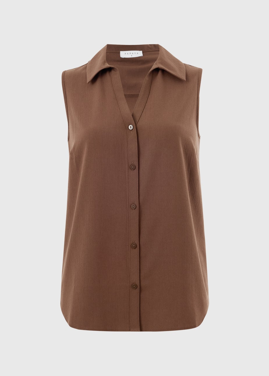Chocolate Brown Sleeveless Clipper Shirt