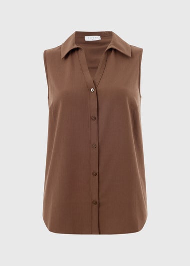 Chocolate Brown Sleeveless Clipper Shirt