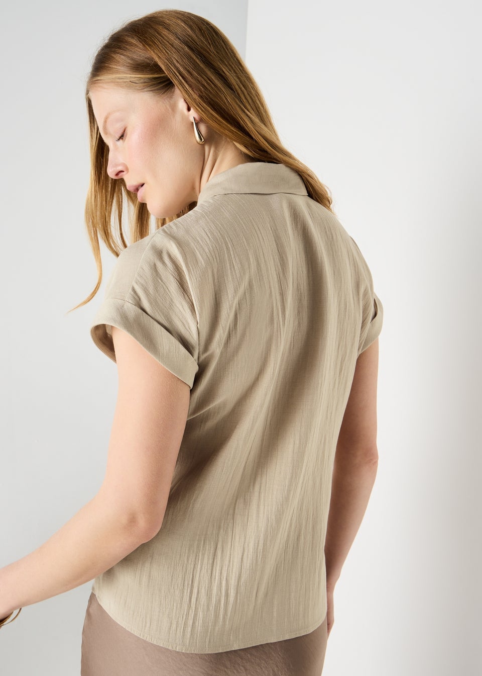 Et Vous Sand Tie Front Blouse