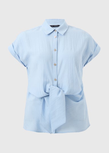 Et Vous Light Blue Tie Front Blouse