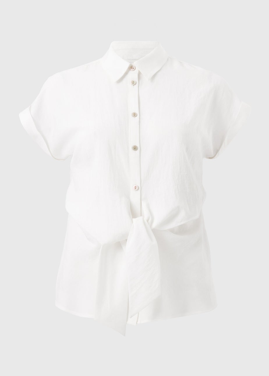 Et Vous White Tie Front Blouse