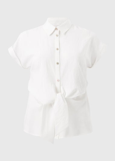 Et Vous White Tie Front Blouse