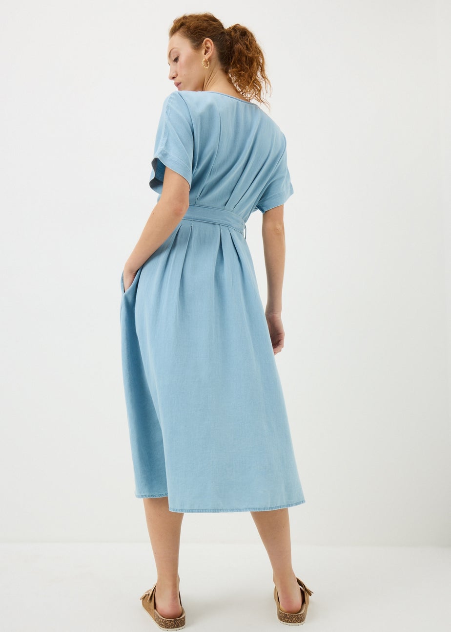 Mid Wash Denim Midi Shirt Dress