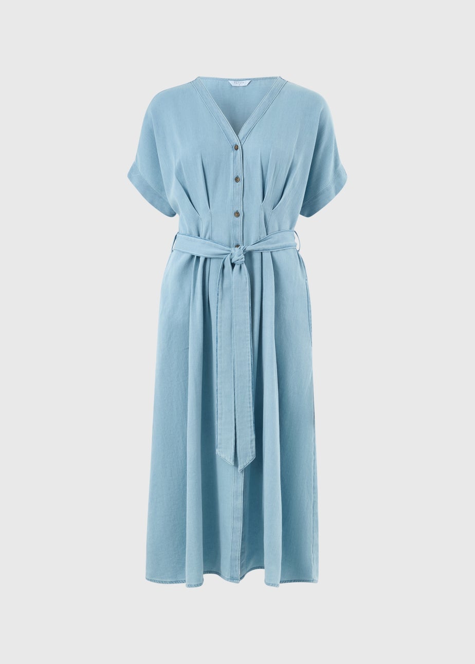 Mid Wash Denim Midi Shirt Dress