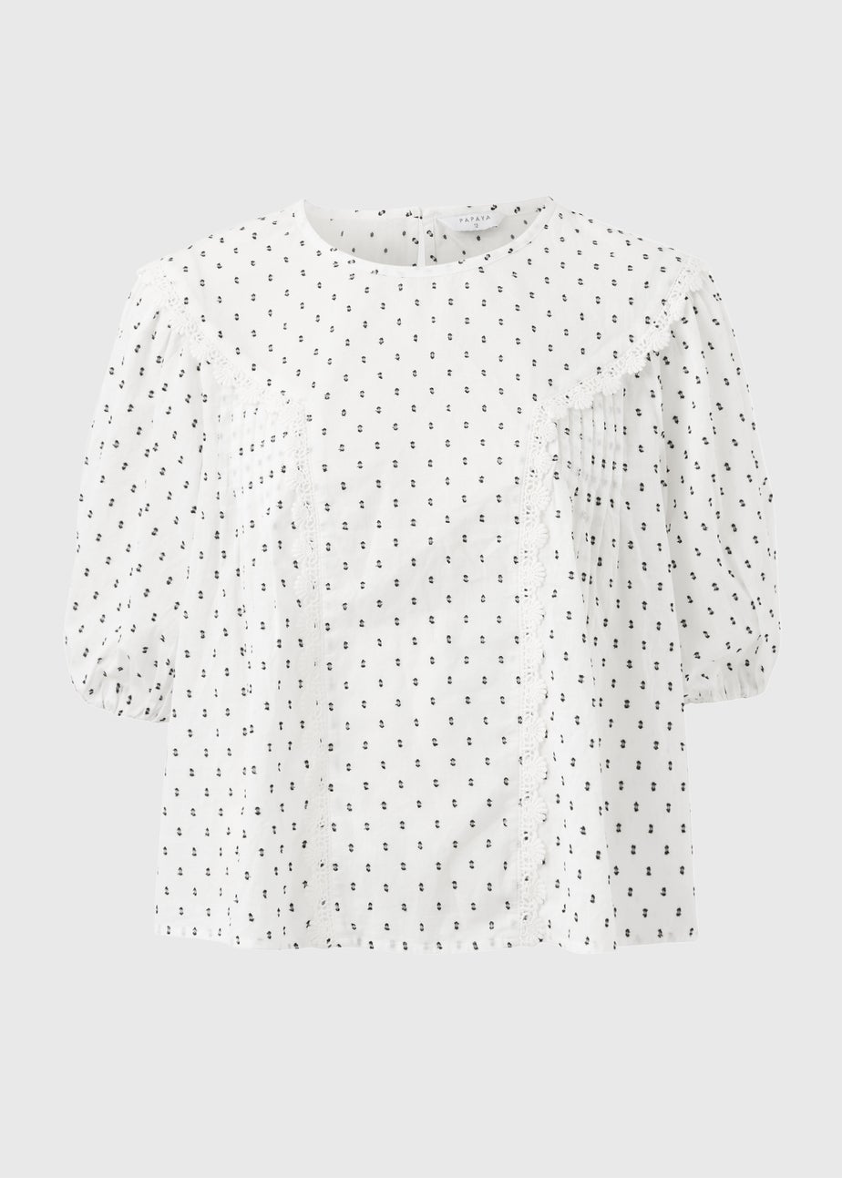 Cream Dobby Smock Blouse