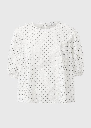 Cream Dobby Smock Blouse