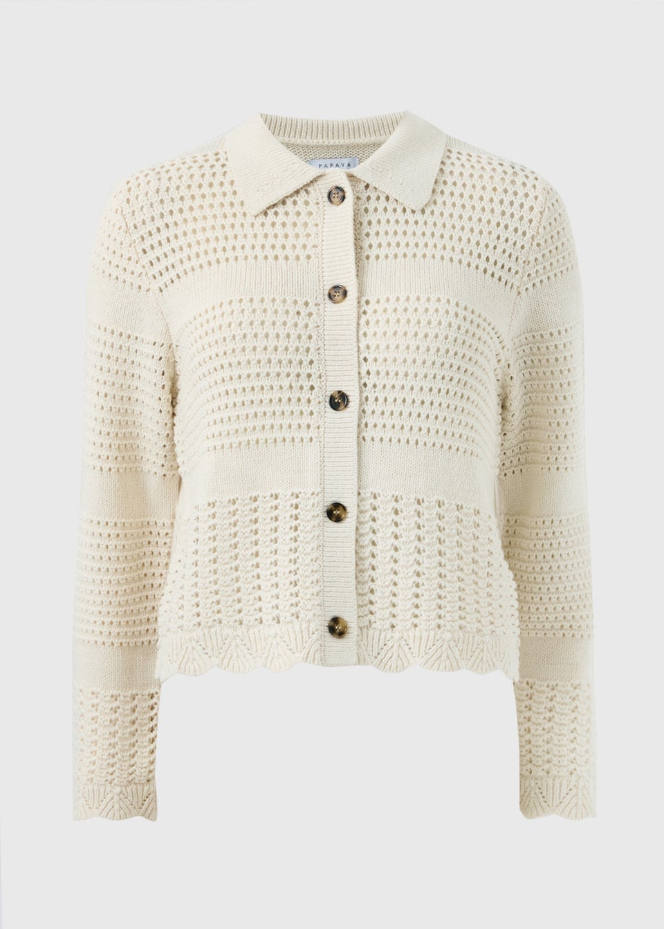 Cream Crochet Collar Cardigan