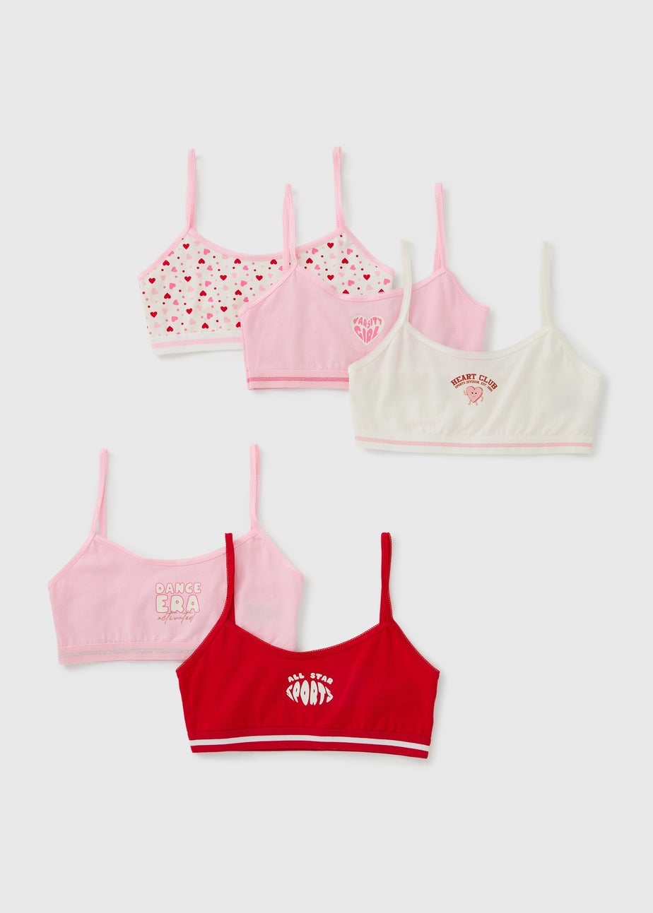 5 Pack Girls Heart Collegic Crop Tops (6-14yrs)