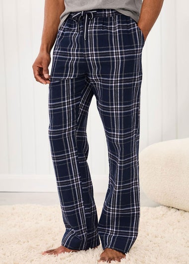 Cotton Traders Navy Brushed Cotton Lounge Trousers 29" Leg